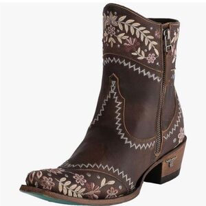 Lane Landrun Gardens Brown Embroidered Ankle Boots